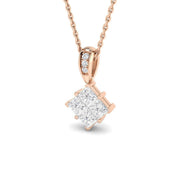 Square Diamond Pendant 0.5ct in 10K/14K gold and platinum with certified lab-grown or natural diamonds