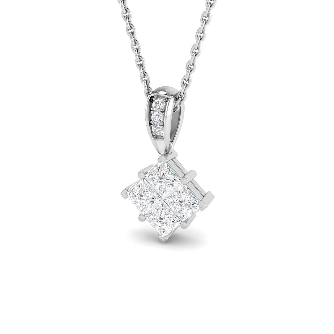 Square Diamond Pendant 0.5ct in 10K/14K gold and platinum with certified lab-grown or natural diamonds