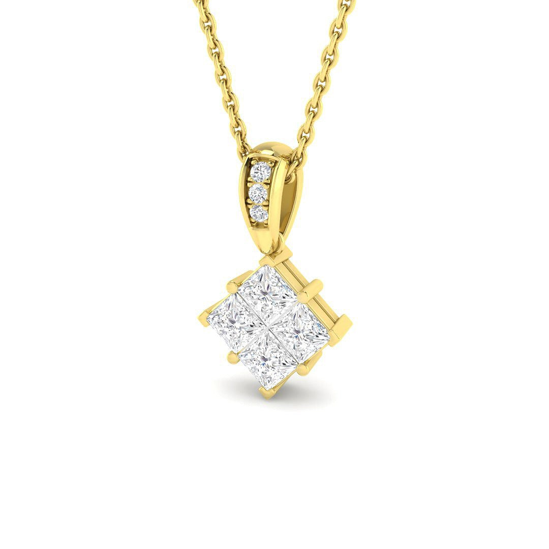 Square Diamond Pendant 0.5ct in 10K/14K gold and platinum with certified lab-grown or natural diamonds