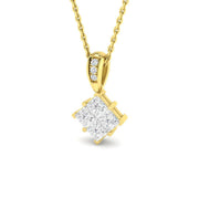 Square Diamond Pendant 0.5ct in 10K/14K gold and platinum with certified lab-grown or natural diamonds