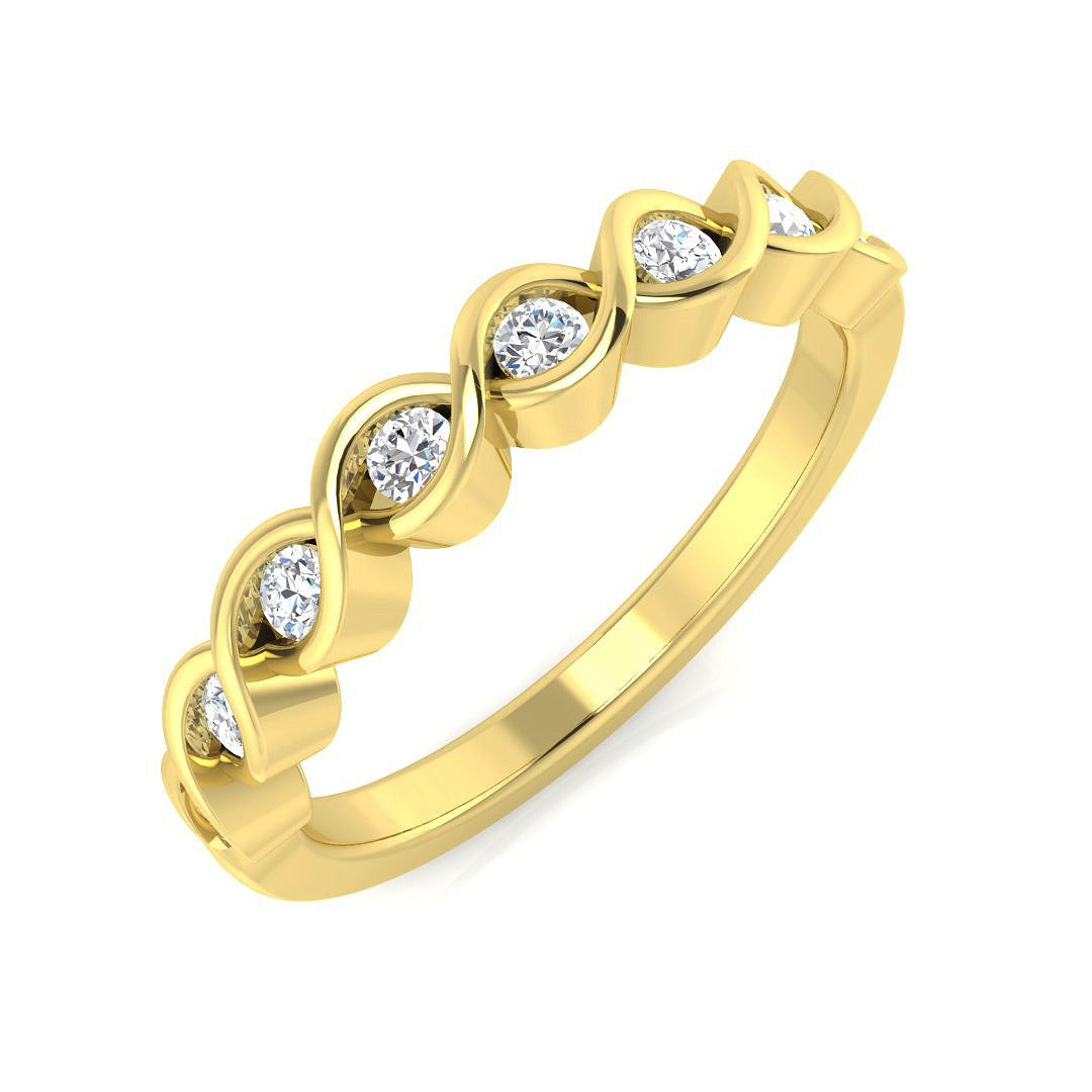Diamond Teisted Half Eternity Ring in 10K/14K gold and platinum with certified lab-grown or natural diamonds