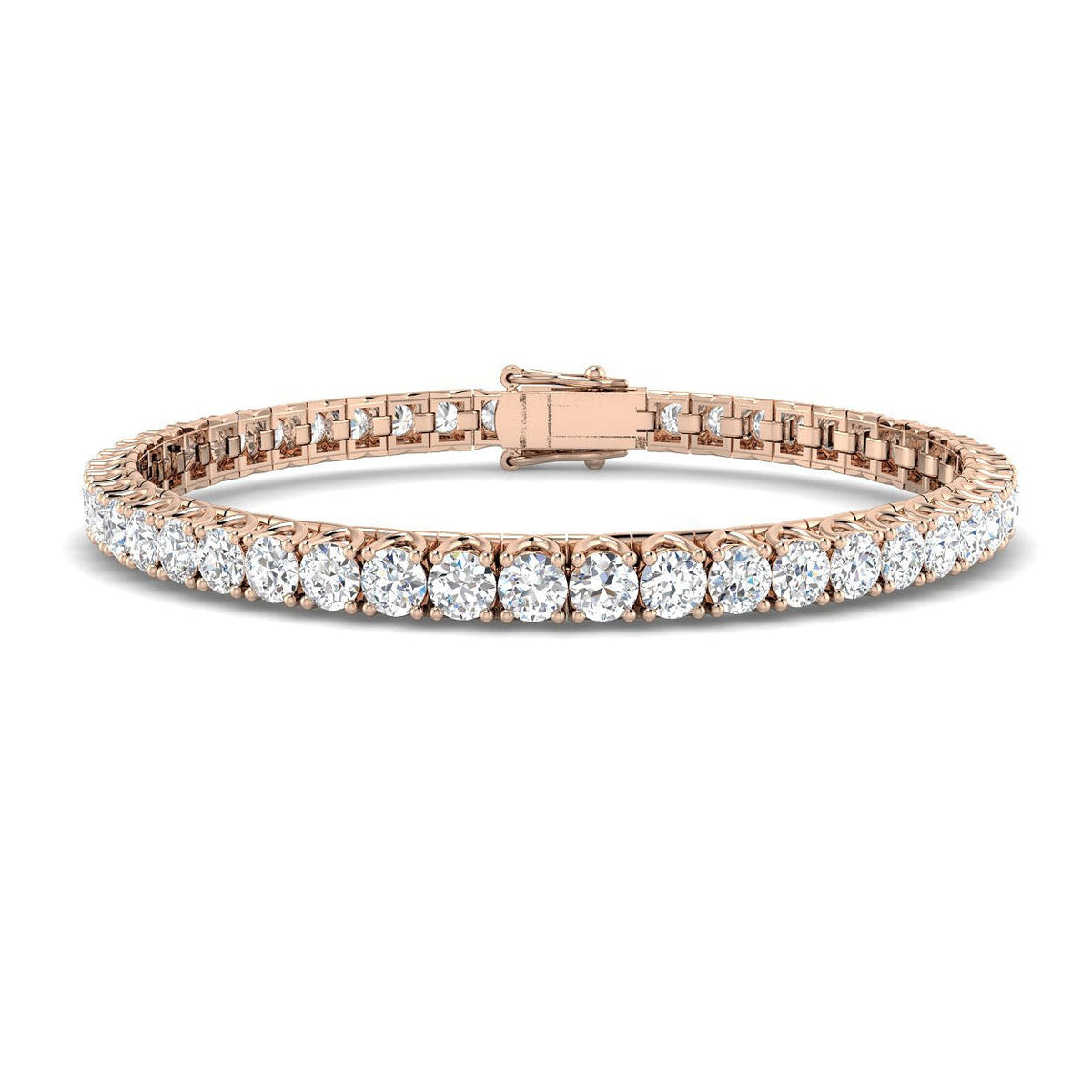 Round Cut Prong Set Lab Grown Diamond Tennis Bracelet in Platinum with Box Closure in 10K/14K gold and platinum with certified lab-grown or natural diamonds