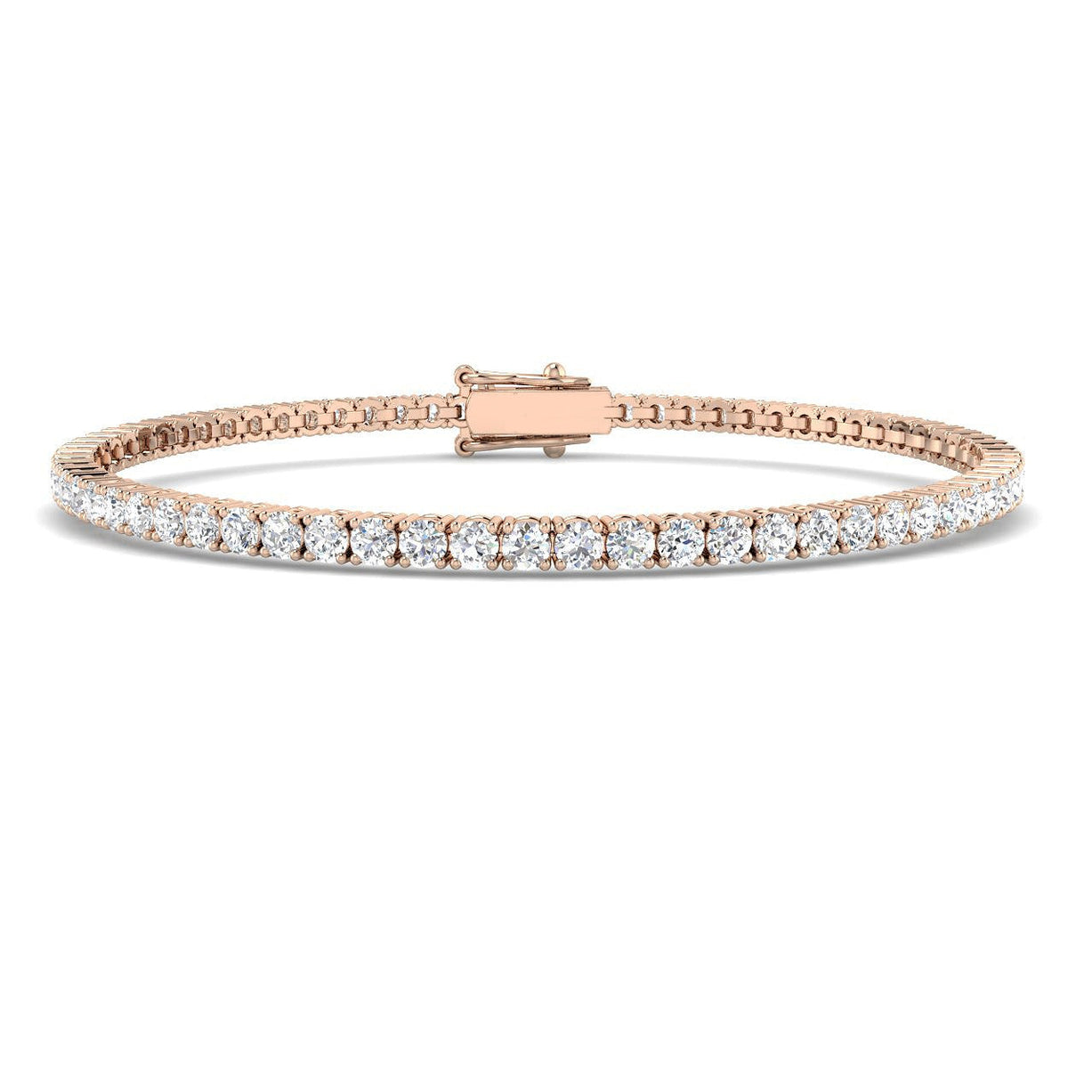 Round Natural Diamond Tennis Bracelet in Prong Set with Box Closure in 10K/14K gold and platinum with certified lab-grown or natural diamonds