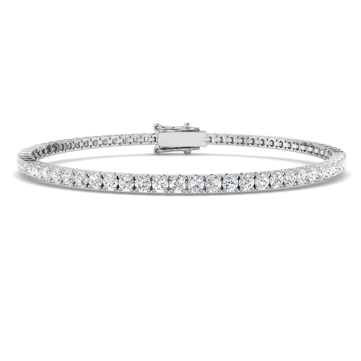 Round Natural Diamond Tennis Bracelet in Prong Set with Box Closure in 10K/14K gold and platinum with certified lab-grown or natural diamonds