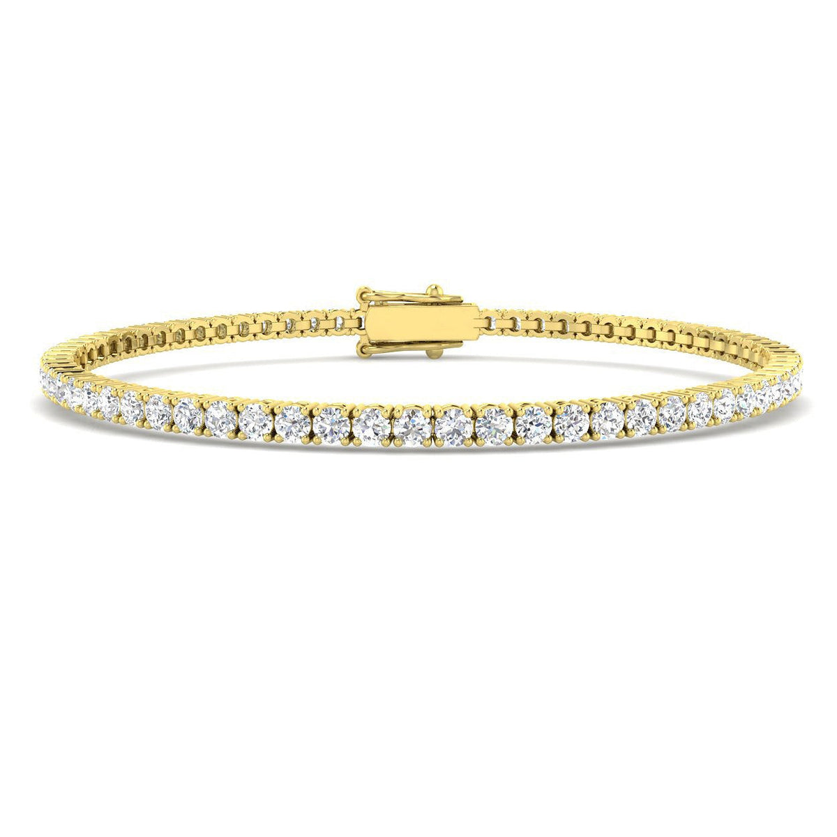 Round Natural Diamond Tennis Bracelet in Prong Set with Box Closure in 10K/14K gold and platinum with certified lab-grown or natural diamonds