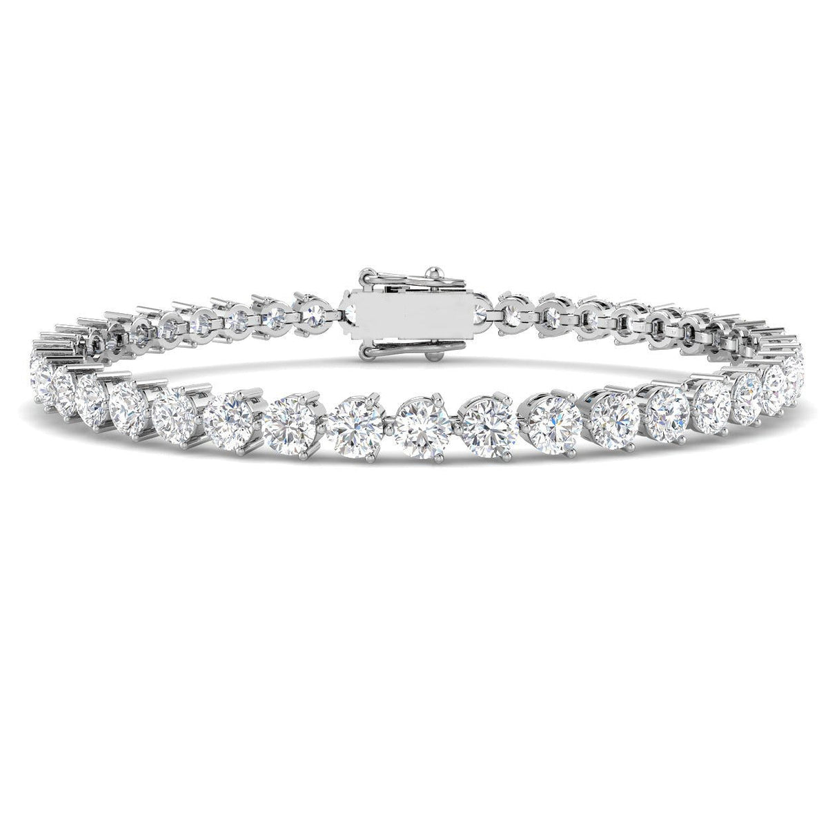 Natural Round Diamond Tennis Bracelet in Platinum in Prong Set with Secure Box Clasp in 10K/14K gold and platinum with certified lab-grown or natural diamonds