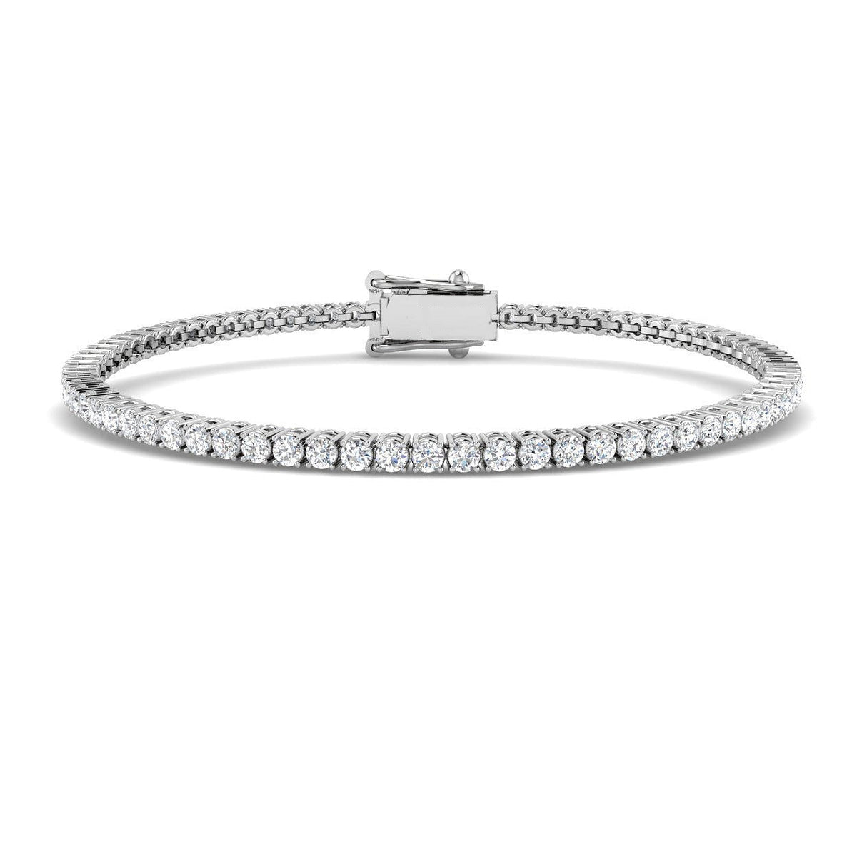 Round Natural Diamond Tennis Bracelet in Prong Set with Box Closure in 10K/14K gold and platinum with certified lab-grown or natural diamonds