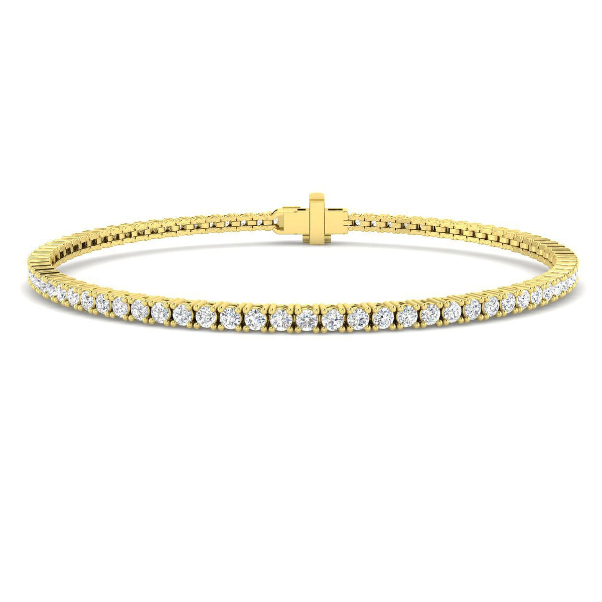 Round Natural Diamond Tennis Bracelet in Prong Set with Box Closure in 10K/14K gold and platinum with certified lab-grown or natural diamonds