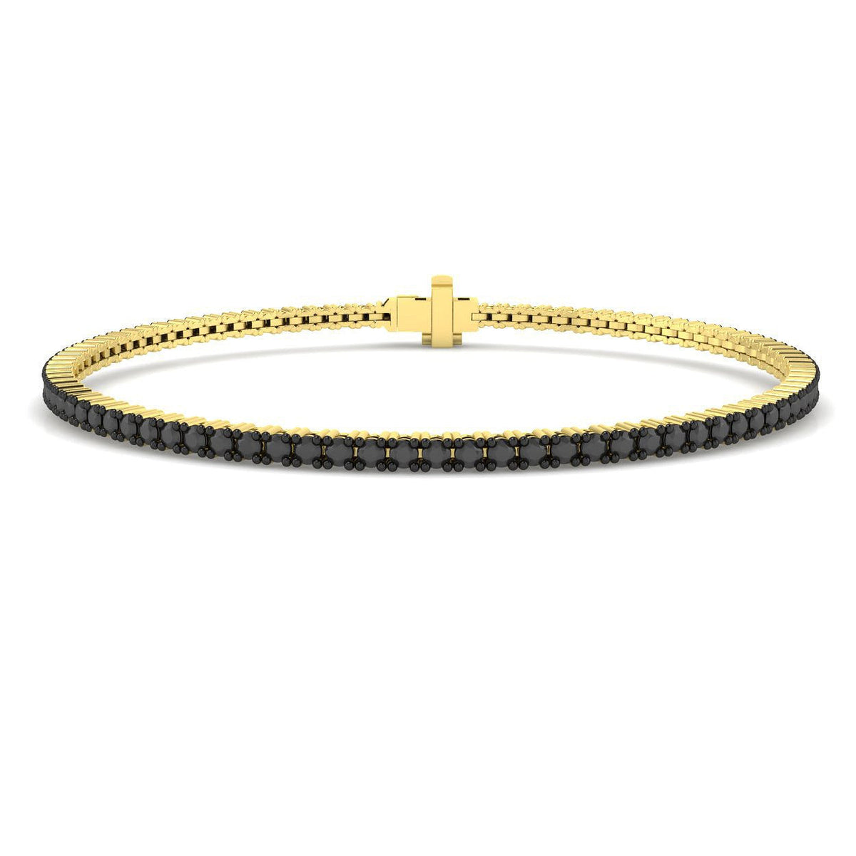 Round Cut Natural Black Diamond Tennis Bracelet with Secure Box Clasp in 10K/14K gold and platinum with certified lab-grown or natural diamonds