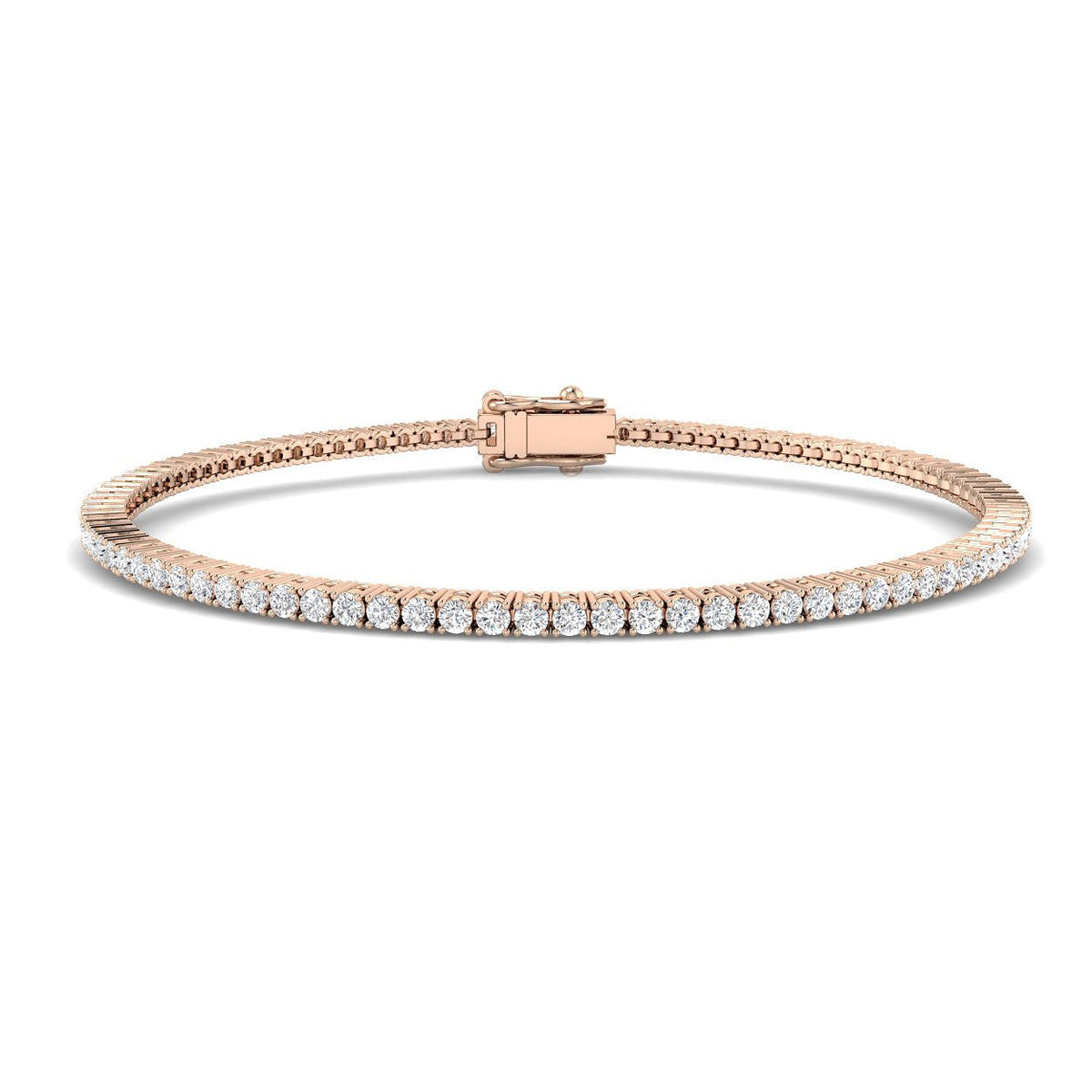 Round Natural Diamond Tennis Bracelet in Prong Set with Box Closure in 10K/14K gold and platinum with certified lab-grown or natural diamonds