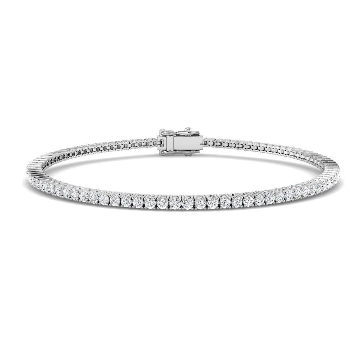 Round Natural Diamond Tennis Bracelet in Prong Set with Box Closure in 10K/14K gold and platinum with certified lab-grown or natural diamonds