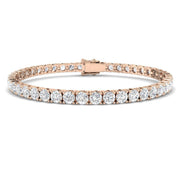 Round Natural Diamond Tennis Bracelet in Prong Set with Secure Box Clasp in 10K/14K gold and platinum with certified lab-grown or natural diamonds