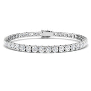 Round Natural Diamond Tennis Bracelet in Prong Set with Secure Box Clasp in 10K/14K gold and platinum with certified lab-grown or natural diamonds