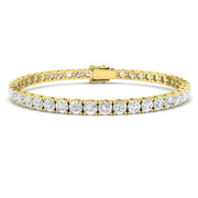 Round Natural Diamond Tennis Bracelet in Prong Set with Secure Box Clasp in 10K/14K gold and platinum with certified lab-grown or natural diamonds