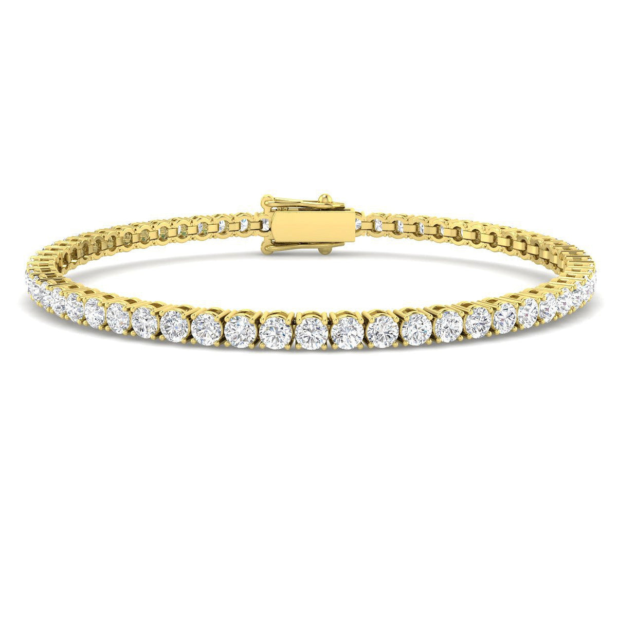 Round Natural Diamond Tennis Bracelet in Prong Set with Box Closure in 10K/14K gold and platinum with certified lab-grown or natural diamonds