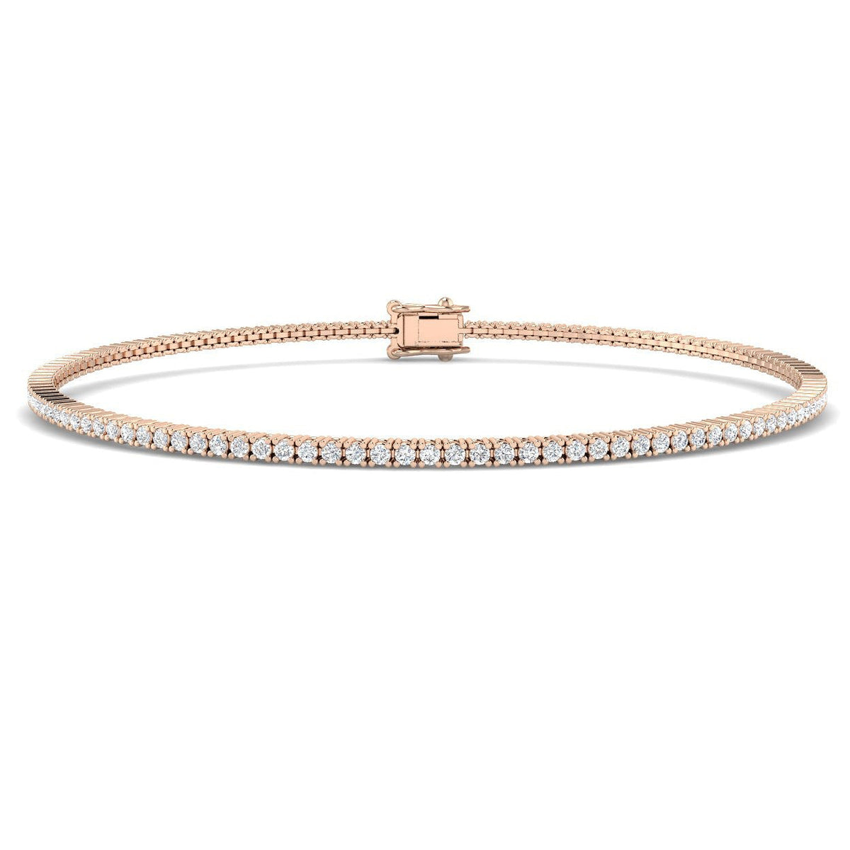 Round Natural Diamond Tennis Bracelet in Prong Set with Box Closure in 10K/14K gold and platinum with certified lab-grown or natural diamonds
