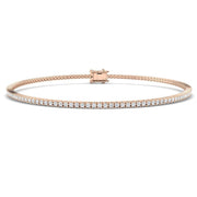 Round Natural Diamond Tennis Bracelet in Prong Set with Box Closure in 10K/14K gold and platinum with certified lab-grown or natural diamonds