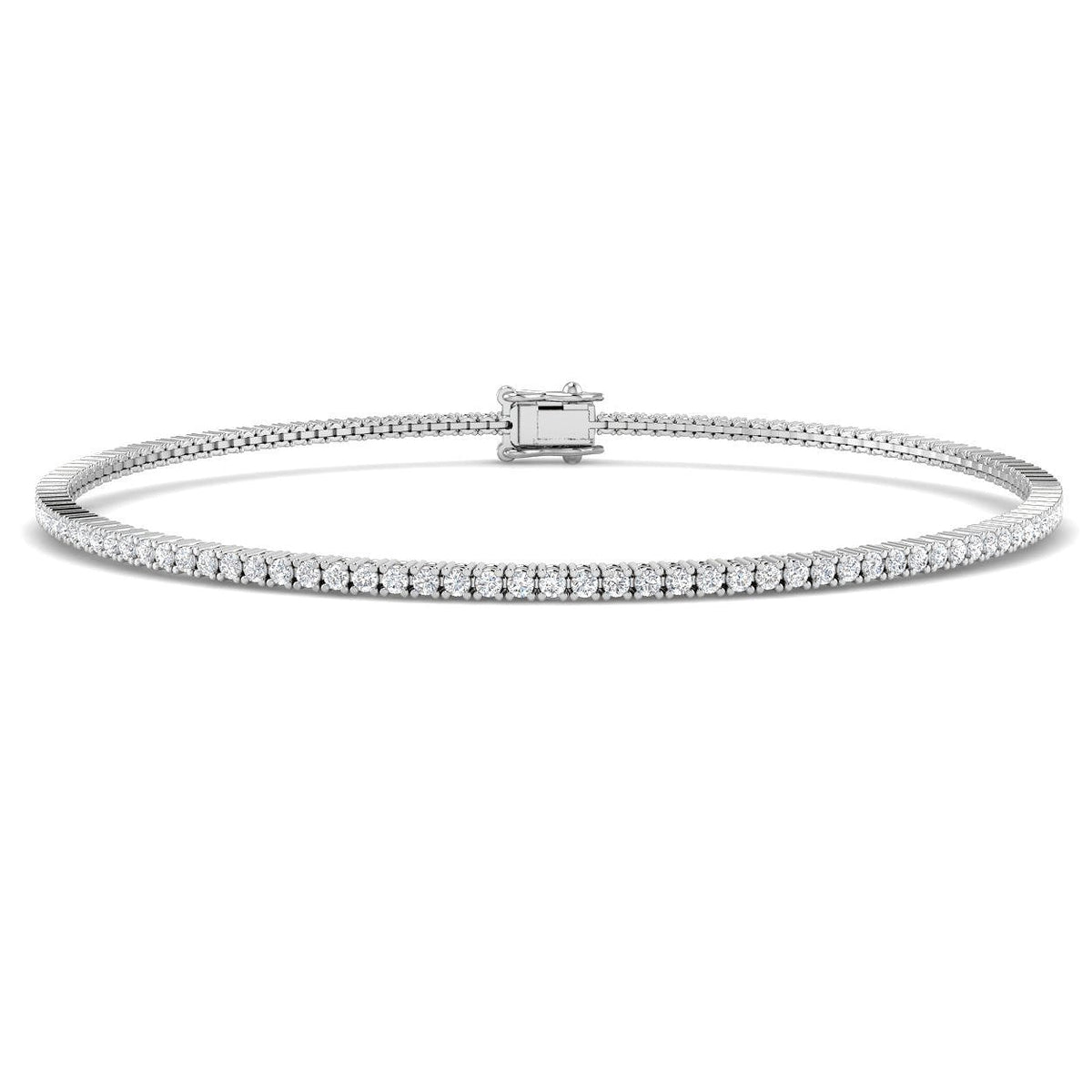 Round Natural Diamond Tennis Bracelet in Prong Set with Box Closure in 10K/14K gold and platinum with certified lab-grown or natural diamonds