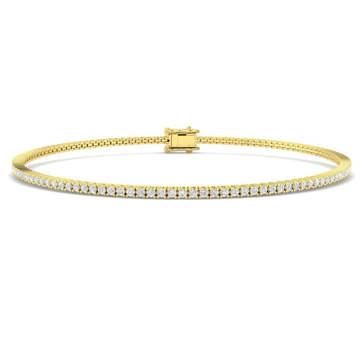 Round Natural Diamond Tennis Bracelet in Prong Set with Box Closure in 10K/14K gold and platinum with certified lab-grown or natural diamonds