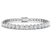 Round Lab Grown Diamond Tennis Bracelet in Prong Set with Secure Box Clasp in 10K/14K gold and platinum with certified lab-grown or natural diamonds