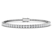 Round Cut Prong Set Lab Grown Diamond Tennis Bracelet in Platinum with Box Closure in 10K/14K gold and platinum with certified lab-grown or natural diamonds