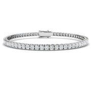 Round Cut Prong Set Lab Grown Diamond Tennis Bracelet in Platinum with Box Closure in 10K/14K gold and platinum with certified lab-grown or natural diamonds