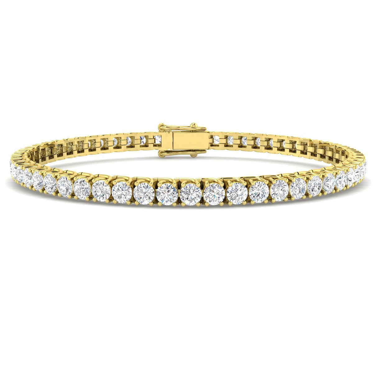 Round Cut Prong Set Lab Grown Diamond Tennis Bracelet in Platinum with Box Closure in 10K/14K gold and platinum with certified lab-grown or natural diamonds
