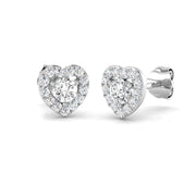 Diamond Stud Earrings - 0.50ct Heart Halo Lab Grown in 10K/14K gold and platinum with certified lab-grown or natural diamonds