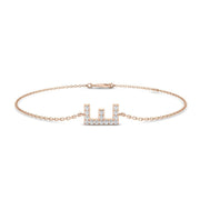 Initial E Letter Chain Bracelet with Natural Round Cut Diamond in Pave Set in 10K/14K gold and platinum with certified lab-grown or natural diamonds