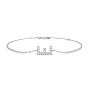 Initial E Letter Chain Bracelet with Natural Round Cut Diamond in Pave Set in 10K/14K gold and platinum with certified lab-grown or natural diamonds