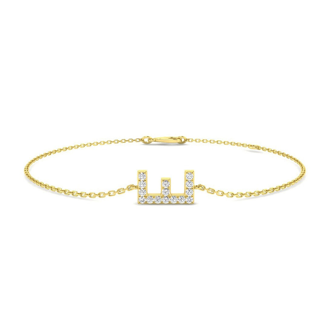 Initial E Letter Chain Bracelet with Natural Round Cut Diamond in Pave Set in 10K/14K gold and platinum with certified lab-grown or natural diamonds