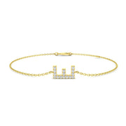 Initial E Letter Chain Bracelet with Natural Round Cut Diamond in Pave Set in 10K/14K gold and platinum with certified lab-grown or natural diamonds
