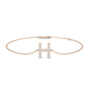 Initial H Letter Round Cut Lab Grown Diamond Chain Bracelet with Lobster Clasp in 10K/14K gold and platinum with certified lab-grown or natural diamonds
