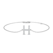 Initial H Letter Round Cut Lab Grown Diamond Chain Bracelet with Lobster Clasp in 10K/14K gold and platinum with certified lab-grown or natural diamonds