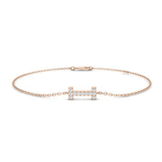 Trendy Round Cut Natural Diamond Initial I Letter Chain Bracelet in Platinum with Lobster Clasp in 10K/14K gold and platinum with certified lab-grown or natural diamonds
