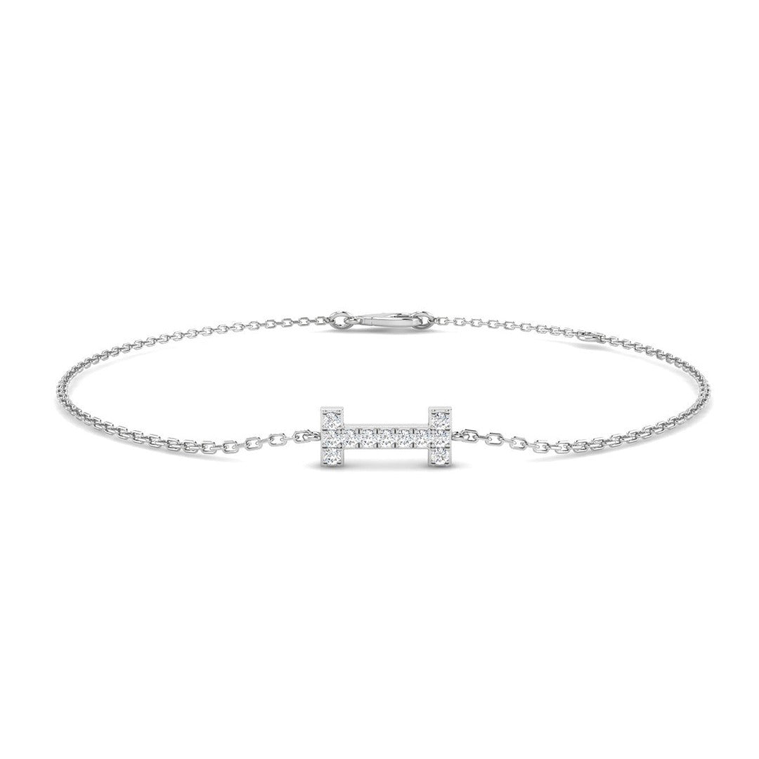 Trendy Round Cut Natural Diamond Initial I Letter Chain Bracelet in Platinum with Lobster Clasp in 10K/14K gold and platinum with certified lab-grown or natural diamonds