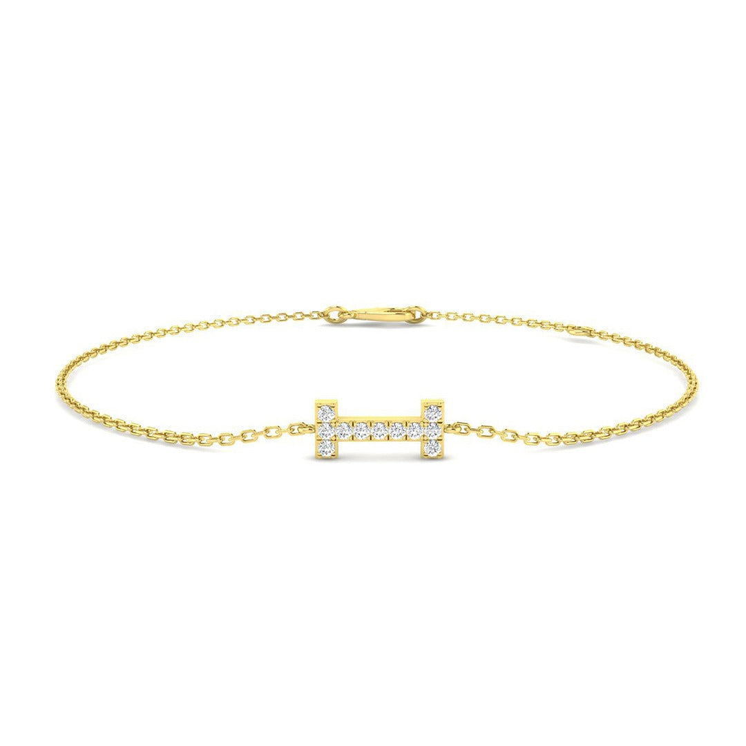 Trendy Round Cut Natural Diamond Initial I Letter Chain Bracelet in Platinum with Lobster Clasp in 10K/14K gold and platinum with certified lab-grown or natural diamonds