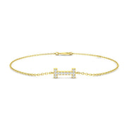 Trendy Round Cut Natural Diamond Initial I Letter Chain Bracelet in Platinum with Lobster Clasp in 10K/14K gold and platinum with certified lab-grown or natural diamonds