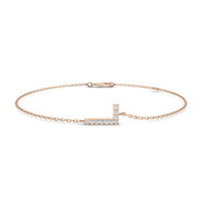 Natural Round Cut Diamond Initial L Letter Bracelet - Pave Set Lobster Claw in 10K/14K gold and platinum with certified lab-grown or natural diamonds