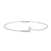 Natural Round Cut Diamond Initial L Letter Bracelet - Pave Set Lobster Claw in 10K/14K gold and platinum with certified lab-grown or natural diamonds