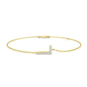 Natural Round Cut Diamond Initial L Letter Bracelet - Pave Set Lobster Claw in 10K/14K gold and platinum with certified lab-grown or natural diamonds