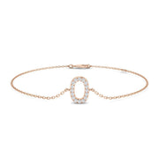 Lab Created Round Cut Diamond Initial O Letter Bracelet - Pavé Set with Lobster Claw in 10K/14K gold and platinum with certified lab-grown or natural diamonds
