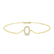 Lab Created Round Cut Diamond Initial O Letter Bracelet - Pavé Set with Lobster Claw in 10K/14K gold and platinum with certified lab-grown or natural diamonds