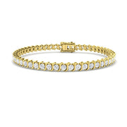 Round Cut Natural Diamond S Link Tennis Bracelet with Prong Set Box Clasp in 10K/14K gold and platinum with certified lab-grown or natural diamonds
