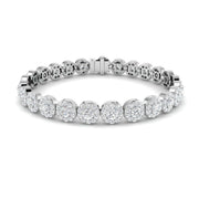 Lab Grown Diamond Halo Tennis Bracelet with Box Clasp & Safety Lock in 10K/14K gold and platinum with certified lab-grown or natural diamonds