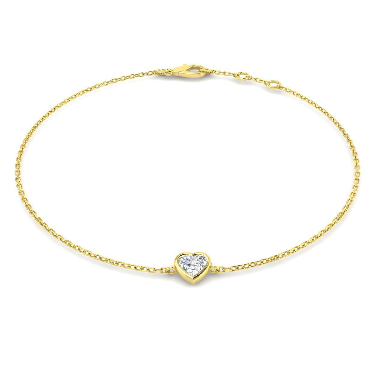 Diamond Bracelet Heart Cut Diamond Charm Bracelet in 10K/14K gold and platinum with certified lab-grown or natural diamonds