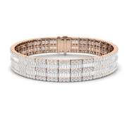 Vintage Bracelet with Multi-Row Baguette & Round Diamond Design in 10K/14K gold and platinum with certified lab-grown or natural diamonds