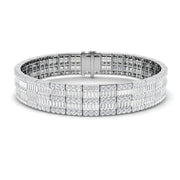 Vintage Bracelet with Multi-Row Baguette & Round Diamond Design in 10K/14K gold and platinum with certified lab-grown or natural diamonds