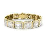 Elegant Emerald Style Baguette & Round Cut Lab Grown Diamond Bracelet in Gold or in 10K/14K gold and platinum with certified lab-grown or natural diamonds