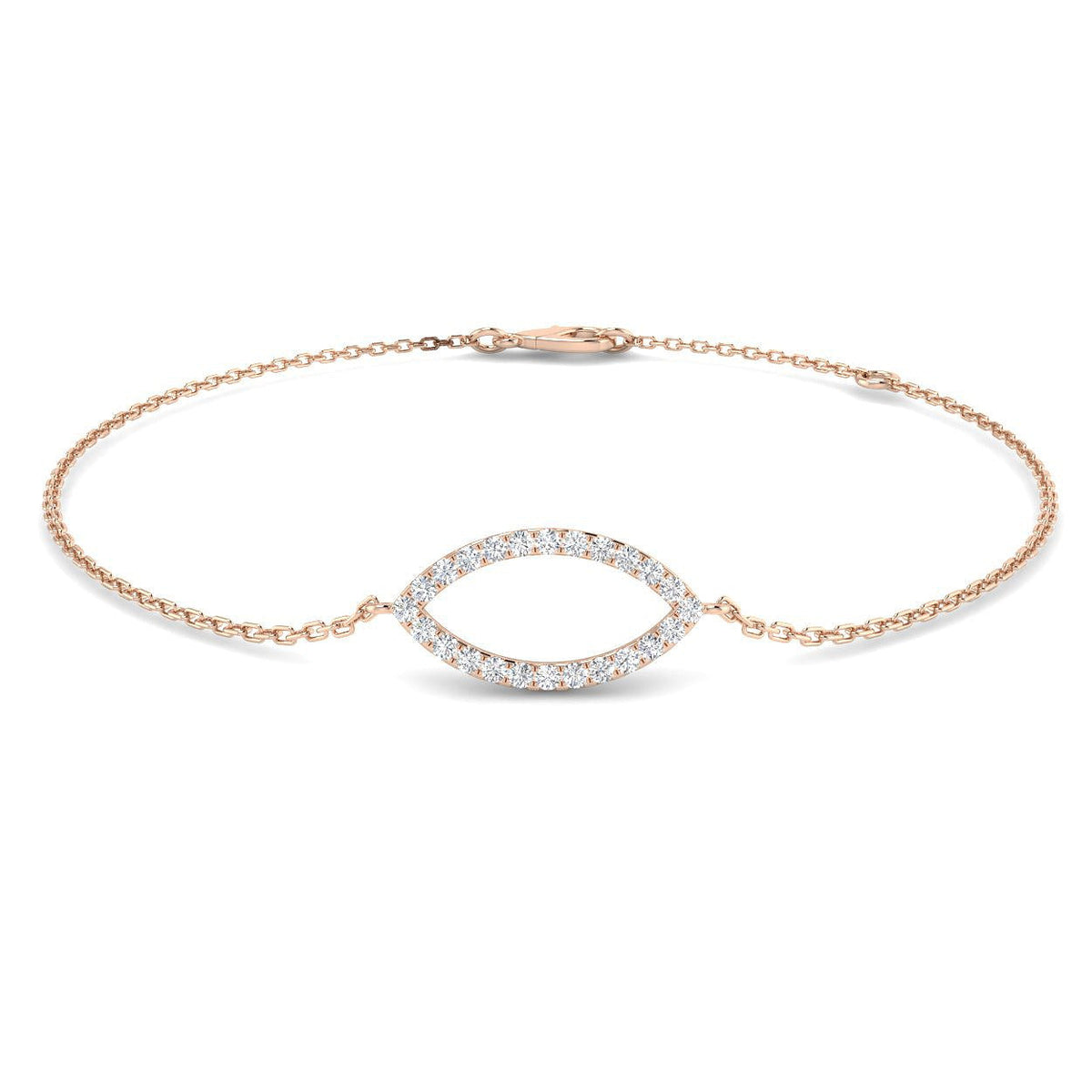 Natural Diamond Evil Eye Bracelet with Pave Set & Lobster Claw in 10K/14K gold and platinum with certified lab-grown or natural diamonds